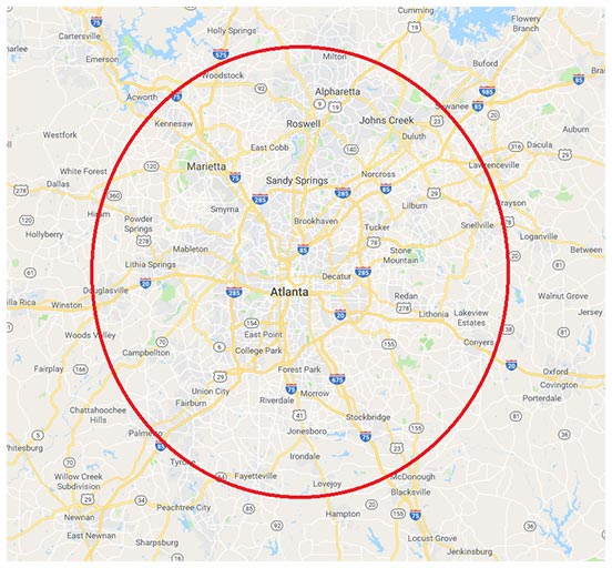 Entire Metro Atlanta area